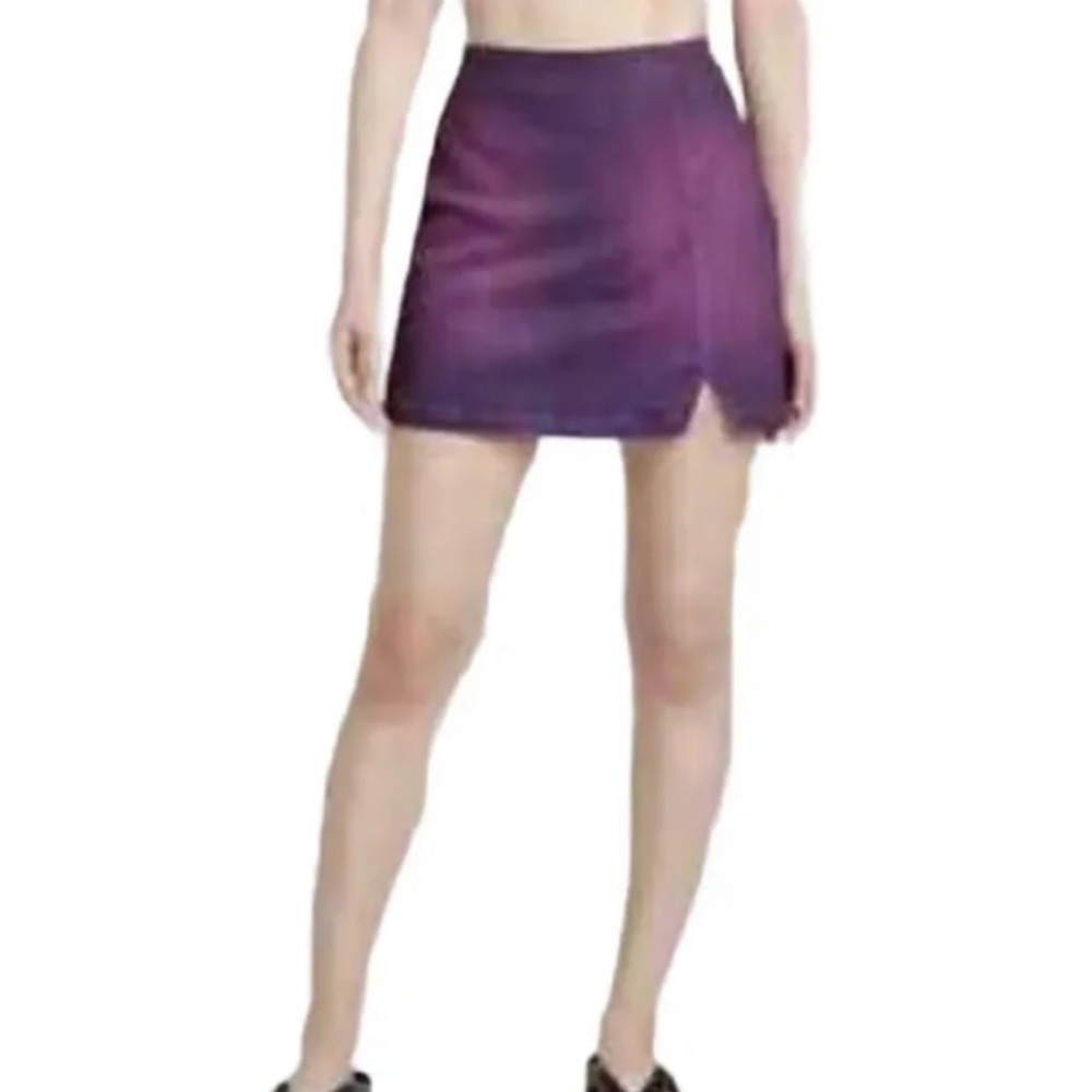 Wild Fable Mini Skirt Size 6 Violet Purple Coated Denim Mid Rise Notch Front New